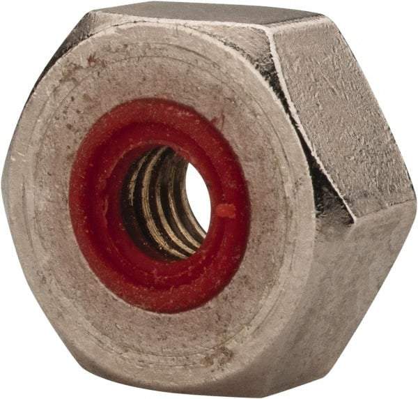 APM HEXSEAL - #10-32 Thread, 3/8" Wide x 7/32" High, Brass Self Sealing Hex Jam Nut - Nickel Plated, Silicone O Ring, Right Hand, UNF Thread - A1 Tooling