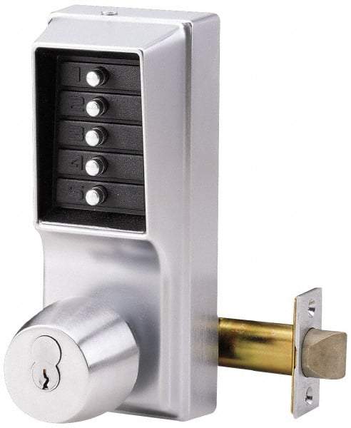 Kaba Access - 1-3/8 to 2-1/4" Door Thickness, Satin Chrome Pushbutton Knob Lockset - 2-3/4" Back Set - A1 Tooling