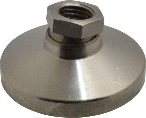 Gibraltar - 2721 kg Capacity, M16 Thread, 31.7mm OAL, Steel Stud, Tapped Pivotal Socket Mount Leveling Pad - 63.5mm Base Diam, Stainless Steel Pad, 22mm Hex - A1 Tooling