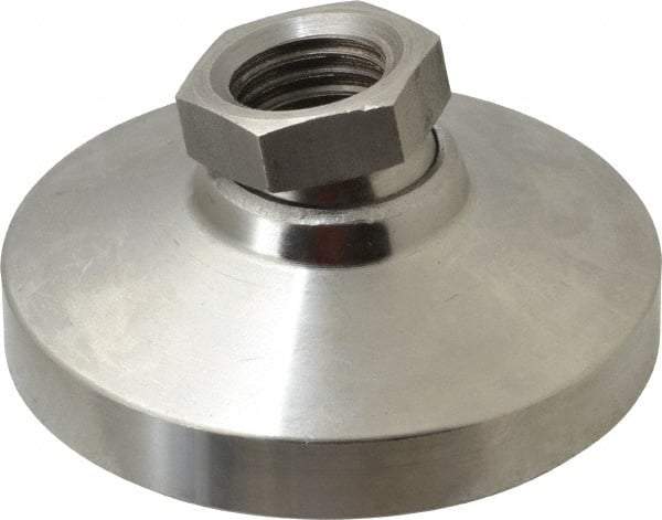 Gibraltar - 3357 kg Capacity, M20 Thread, 38mm OAL, Steel Stud, Tapped Pivotal Socket Mount Leveling Pad - 76mm Base Diam, Stainless Steel Pad, 27mm Hex - A1 Tooling