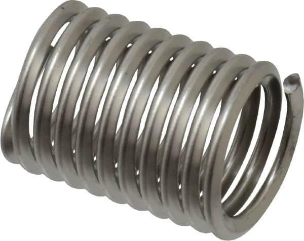 Recoil - 7/16-14 UNC, 7/8" OAL, Free Running Helical Insert - 10-1/4 Free Coils, Tanged, Stainless Steel, Bright Finish, 2D Insert Length - A1 Tooling