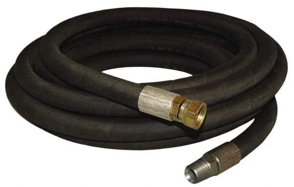 Made in USA - 25' Long, 3/4" Fitting, Boss Female x Male Fitting, -40 to 212°F, Nitrile High Temp & High Pressure Hose - 3/4" Inside x 1-1/4" Outside Diam, Black, 750 psi - A1 Tooling