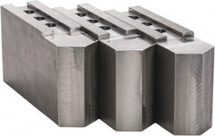 H & R Manufacturing - 16 to 20" Chuck Capacity, 3/32 x 90° Serrated Attachment, Square Soft Lathe Chuck Jaw - 3 Jaws, Steel, 1-9/16" Btw Mount Hole Ctrs, 9" Long x 2-1/2" Wide x 5" High, 1" Groove - A1 Tooling