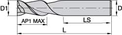 Kennametal - 0.787", 2 Flute, Single End, Solid Carbide, Corner Chamfer End Mill - 104mm OAL, 45° Helix, Right Hand Flute, 38mm LOC, Right Hand Cut - A1 Tooling