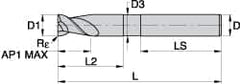 Kennametal - 0.984", 2 Flute, Single End, Solid Carbide, 0.5mm Corner Radius End Mill - 135mm OAL, 45° Helix, Right Hand Flute, 37.5mm LOC, Right Hand Cut, - A1 Tooling