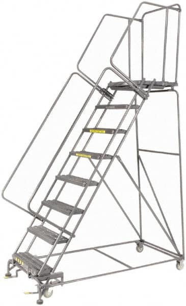 Ballymore - 113" 8 Step Ladder - 450 Lb Capacity, 80" Platform Height, 24" Base Width x 68" Depth, Heavy-Duty Serrated Grating - A1 Tooling