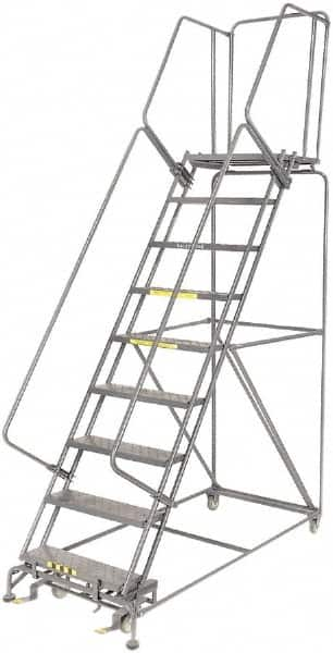 Ballymore - 123" 9 Step Ladder - 450 Lb Capacity, 90" Platform Height, 32" Base Width x 75" Depth, Heavy-Duty Serrated Grating - A1 Tooling