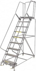 Ballymore - 123" 9 Step Ladder - 450 Lb Capacity, 90" Platform Height, 32" Base Width x 75" Depth, Heavy-Duty Serrated Grating - A1 Tooling