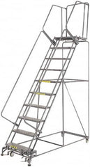 Ballymore - 133" 10 Step Ladder - 450 Lb Capacity, 100" Platform Height, 32" Base Width x 81" Depth, Expanded Metal Tread - A1 Tooling