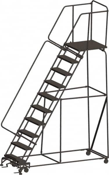 Steel Rolling Ladder: 10 Step Perforated Tread