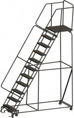 Ballymore - 143" 11 Step Ladder - 450 Lb Capacity, 110" Platform Height, 32" Base Width x 94" Depth, Heavy-Duty Serrated Grating - A1 Tooling