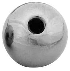 Gibraltar - 3/8-24 Thread, 1.88" Diam, Threaded Hole Ball Knob - Natural, Brass, Smooth Grip, 3/4" Hole Depth - A1 Tooling