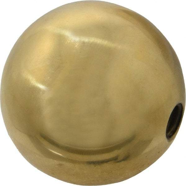 Gibraltar - 3/8-16 Thread, 1.88" Diam, Threaded Hole Ball Knob - Natural, Brass, Smooth Grip, 3/4" Hole Depth - A1 Tooling