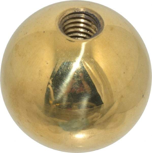 Gibraltar - 1/2-13 Thread, 1.88" Diam, Threaded Hole Ball Knob - Natural, Brass, Smooth Grip, 3/4" Hole Depth - A1 Tooling