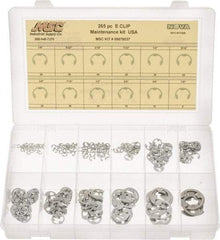 Made in USA - 265 Piece, 1/8 to 7/8", Steel, E Style External Retaining Ring Assortment - Includes Compartmented Case, Specification Labels - A1 Tooling