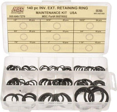 Made in USA - 140 Piece, 1/2 to 1-1/4", SpRing Assortment Steel, Snap External Retaining Ring Assortment - Includes Compartmented Case - A1 Tooling