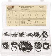 Made in USA - 150 Piece, 1/2 to 1-3/4", SpRing Assortment Steel, Snap Internal Retaining Ring Assortment - Includes Compartmented Case - A1 Tooling