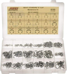 Made in USA - 565 Piece, 1/8 to 3/4", Steel, E Style External Retaining Ring Assortment - Includes Compartmented Case - A1 Tooling