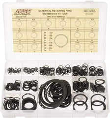 Made in USA - 444 Piece, 1/4 to 3", SpRing Assortment Steel, Snap External Retaining Ring Assortment - Includes Compartmented Case - A1 Tooling