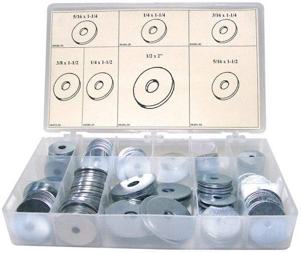 Value Collection - 255 Piece, 5/16 to 1/2" Screw, Steel Fender Washer Assortment - Includes 3/16 to 1/2" Screw & Compartmented Storage Case - A1 Tooling