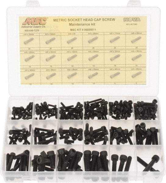 Value Collection - 255 Piece Steel Socket Head Cap Screws - M4 to M8 Thread - A1 Tooling