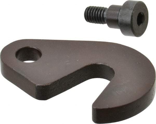 Made in USA - 21/32" Slot ID, 1-1/2" Slot to Bolt Hole Length, 3/8" Thick, Case Hardened Steel Swing C Washer - 9/16" Bolt Hole to Small End Radius, 1-1/8" Slot to Large End Radius, 1/2" Bolt Hole ID, 3/8" Shoulder Bolt, Black Oxide Finish - A1 Tooling