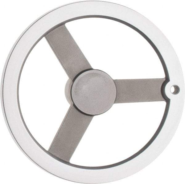 Value Collection - 8", 3 Spoke Straight Handwheel - 1.8" Hub, Aluminum, Chrome Plated Finish - A1 Tooling