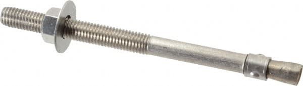 Red Head - 1/2" Diam, 1/2" Drill, 7" OAL, 3-3/16" Min Embedment Wedge Expansion Concrete Anchor - 304 Stainless Steel, Hex Nut Head, Hex Drive, 3-1/2" Thread Length - A1 Tooling