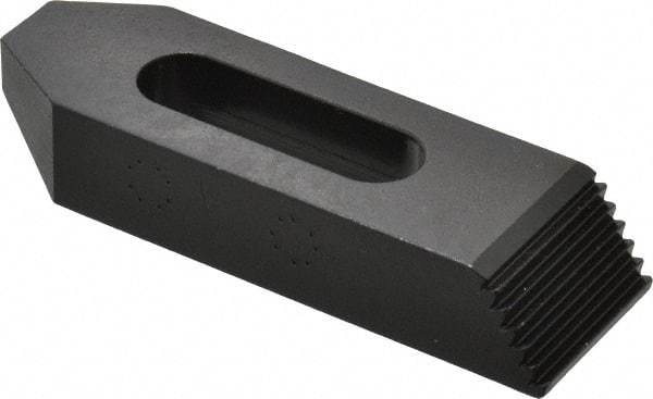 TE-CO - 1/2" Stud, Steel, Plain Strap Clamp - 1-5/16" Travel, 4" OAL x 1-1/4" Wide x 3/4" High, Black Oxide Finish, Tapered Nose - A1 Tooling