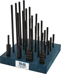 TE-CO - 38 Piece, 5/16-18 Stud, 3/8" T Slot, T Nut & Stud Kit - 5/8" T-Slot Nut Width, 3, 4, 5, 6, 7, 8" Stud Lengths - A1 Tooling