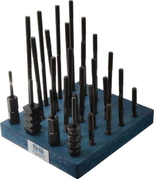 TE-CO - 38 Piece, 3/8-16 Stud, 1/2" T Slot, T Nut & Stud Kit - 7/8" T-Slot Nut Width, 3, 4, 5, 6, 7, 8" Stud Lengths - A1 Tooling