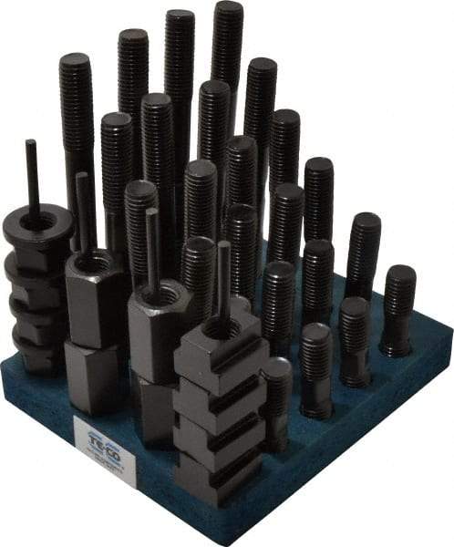 TE-CO - 38 Piece, 3/4-10 Stud, 13/16" T Slot, T Nut & Stud Kit - 1-1/4" T-Slot Nut Width, 3, 4, 5, 6, 7, 8" Stud Lengths - A1 Tooling