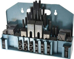 Value Collection - 52 Piece Fixturing Step Block & Clamp Set with 1" Step Block, 7/16" T-Slot, 3/8-16 Stud Thread - 11/16" Nut Width, 3, 4, 5, 6, 7 & 8" Stud Lengths - A1 Tooling