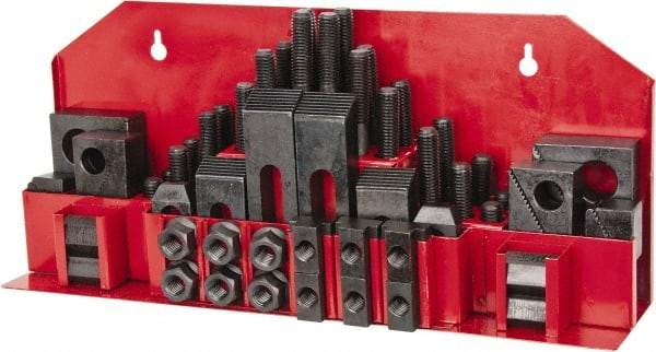 Value Collection - 52 Piece Fixturing Step Block & Clamp Set with 1" Step Block, 3/4" T-Slot, 5/8-11 Stud Thread - 1-1/4" Nut Width, 3, 4, 5, 6, 7 & 8" Stud Lengths - A1 Tooling