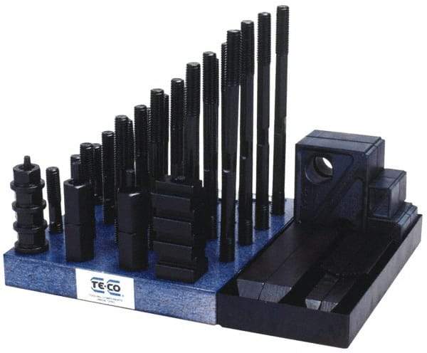 Gibraltar - 50 Piece Fixturing Step Block & Clamp Set with 1-1/2" Step Block, 3/4" T-Slot, 5/8-11 Stud Thread - 1-1/4" Nut Width, 3, 4, 5, 6, 7 & 8" Stud Lengths - A1 Tooling