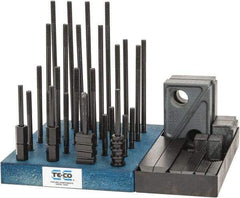 TE-CO - 50 Piece Fixturing Step Block & Clamp Set with 1" Step Block, 3/8" T-Slot, 5/16-18 Stud Thread - 5/8" Nut Width, 3, 4, 5, 6, 7 & 8" Stud Lengths - A1 Tooling