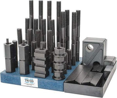 TE-CO - 50 Piece Fixturing Step Block & Clamp Set with 1" Step Block, 11/16" T-Slot, 5/8-11 Stud Thread - 1-1/8" Nut Width, 3, 4, 5, 6, 7 & 8" Stud Lengths - A1 Tooling