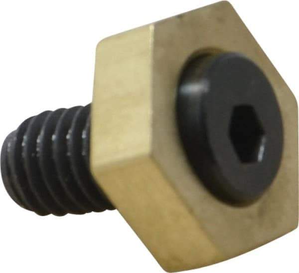 Mitee-Bite - 13/16" Brass Hex, 3/8-16 Stud Thread, Symmetrical Hex Clamp - 1/4" Hex Height, 2,000 Lb Holding Force, Hardened Steel Stud, 23/32" Long Thread, 20.8 Ft/Lb Torque, 10 Clamps - A1 Tooling