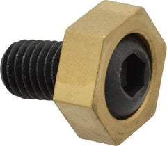 Mitee-Bite - 1" Brass Hex, 1/2-13 Stud Thread, Symmetrical Hex Clamp - 3/8" Hex Height, 4,000 Lb Holding Force, Hardened Steel Stud, 29/32" Long Thread, 65 Ft/Lb Torque, 8 Clamps - A1 Tooling