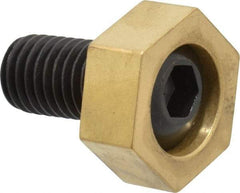 Mitee-Bite - 1-3/16" Brass Hex, 5/8-11 Stud Thread, Symmetrical Hex Clamp - 1/2" Hex Height, 6,000 Lb Holding Force, Hardened Steel Stud, 1-1/8" Long Thread, 100 Ft/Lb Torque, 4 Clamps - A1 Tooling