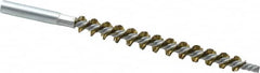 Schaefer Brush - 4" Brush Length, 7/16" Diam, Double Stem, Single Spiral Tube Brush - 6-1/4" Long, Brass, 12-24 Female Connection - A1 Tooling