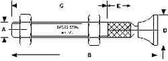 De-Sta-Co - 1/2-13 Carbon Steel Hex Head Tip Clamp Spindle Assembly - 63.5mm Thread Length, 72.14mm OAL, Flat Tip Cap, 3/4" Tip Surface Diam, Use with Toggle Clamps - A1 Tooling