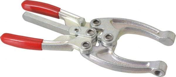 De-Sta-Co - 5337.87 N Load Capacity, 2.56" Throat Depth, 9.19" OAL, Carbon Steel, C Style Plier Clamp - M10x1.25 Spindle, 4.06" Open Throat Height, Red Handle, Spindle End - A1 Tooling