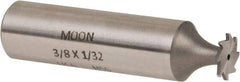 Made in USA - 3/8" Diam x 1/32" Face Width, High Speed Steel, 8 Teeth, Shank Connection Woodruff Keyseat Cutter - Uncoated, 2-1/16" OAL x 1/2" Shank, Straight Teeth - A1 Tooling