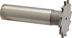 Made in USA - 1-1/8" Diam x 1/16" Face Width, High Speed Steel, 16 Teeth, Shank Connection Woodruff Keyseat Cutter - Uncoated, 2-3/16" OAL x 1/2" Shank, Straight Teeth - A1 Tooling