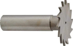 Made in USA - 1-3/8" Diam x 1/16" Face Width, High Speed Steel, 18 Teeth, Shank Connection Woodruff Keyseat Cutter - Uncoated, 2-1/4" OAL x 1/2" Shank, Straight Teeth - A1 Tooling