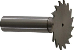 Made in USA - 1-1/2" Diam x 3/64" Face Width, High Speed Steel, 20 Teeth, Shank Connection Woodruff Keyseat Cutter - Uncoated, 2-1/4" OAL x 1/2" Shank, Straight Teeth - A1 Tooling