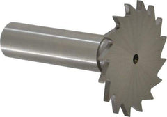 Made in USA - 1-1/2" Diam x 5/64" Face Width, High Speed Steel, 20 Teeth, Shank Connection Woodruff Keyseat Cutter - Uncoated, 2-1/4" OAL x 1/2" Shank, Straight Teeth - A1 Tooling