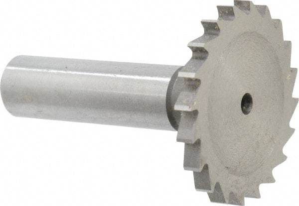 Made in USA - 1-1/2" Diam x 9/64" Face Width, High Speed Steel, 20 Teeth, Shank Connection Woodruff Keyseat Cutter - Uncoated, 2-1/4" OAL x 1/2" Shank, Straight Teeth - A1 Tooling