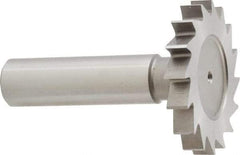 Made in USA - 1-1/2" Diam x 7/32" Face Width, High Speed Steel, 20 Teeth, Shank Connection Woodruff Keyseat Cutter - Uncoated, 2-1/4" OAL x 1/2" Shank, Straight Teeth - A1 Tooling